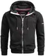 ALESSANDRO SALVARINI Herren Sweatjacke (S-3XL) mit Kapuze - Leicht, Atmungsaktiv, Kapuzenpullover mit Reißverschluss Männer - AS-293 Schwarz Medium