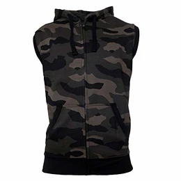 ® Zipped Hoodie ärmellos für Herren Sleeveless Fitness Kapuzenpullover Männer Sweater Trainingsweste Sweatshirt Tank Top S-4XL Farbe Dark Camo Medium