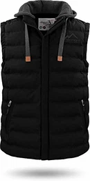 Herren Weste Steppweste mit Swaet Kapuze und Stehkragen - Outdoor Weste mit Wasserdichten Reißverschlüssen Farbe Dunkelschwarz Größe M