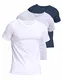Comfneat Herren 3-Pack T-Shirt Baumwolle Kurzarm Unterhemd mit Rundhalsausschnitt (Light Grey+White+Navy Crew Neck 3-Pack, M)