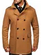 BOLF Herren Wintermantel Kurzmantel Winterjacke Trenchcoat Mäntel Übergangsmantel Übergangsjacke Stehkragen Reverskragen Wollmischung Elegant Business Warm Gefüttert ENOS 8805 Camel M [4D4]