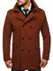 BOLF Herren Wintermantel Kurzmantel Winterjacke Trenchcoat Mäntel Übergangsmantel Übergangsjacke Stehkragen Reverskragen Wollmischung Elegant Business Warm Gefüttert ENOS 8805 Braun L [4D4]