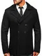 BOLF Herren Wintermantel Kurzmantel Winterjacke Trenchcoat Mäntel Übergangsmantel Übergangsjacke Stehkragen Reverskragen Wollmischung Elegant Business Warm Gefüttert ENOS 8801 Schwarz M [4D4]