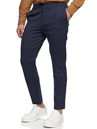 Herren Dyer Stoffhose mit 4 Taschen Stretch Hose Herrenhose für Männer Navy, M