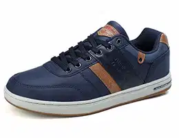 Freizeitschuhe Herren Sneaker PU Leder Walkingschuhe Atmungsaktive Athletic Formal Classic Sportschuhe Größe 41-46(blau, Numeric_43)