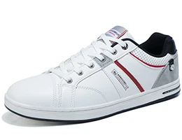Sneaker Herren Freizeitschuhe Schuhe Sportschuhe Leder Mode rutschfest Outdoor Sneakers Größe 41-46 (A weiß,Size_41)