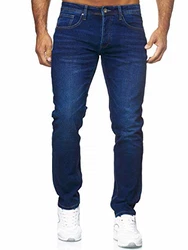 Elara Herren Jeans Slim Fit Hose Denim Stretch Chunkyrayan Blau (EL368D1)