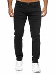 Elara Herren Jeans Slim Fit Hose Denim Stretch Chunkyrayan Schwarz (EL368)