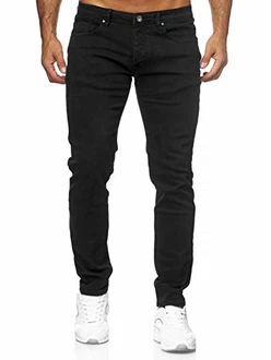 Elara Herren Jeans Slim Fit Hose Denim Stretch Chunkyrayan Schwarz (EL368)
