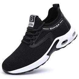 Arbeitsschuhe Herren S3 Sicherheitsschuhe Herren Leicht Trekkingschuhe Stahlkappenschuhe Herren Arbeits- & Berufsschuhe Gummistiefel Männer(Schwarz, 43EU, 265)