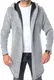 CARISMA Casual Herren Strickjacke Cardigan Jacke Lang Mit Kapuze 7736 grau M