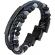 KC Premium Männer Lederarmband mit Agate Onyx Perlen   Handgemachtes Armband mit inspirierender Gravur   Grössenverstellbar Magnetverschluss Edelstahl   Geschenk Schmuckbox Herren (Schwarz Blau)