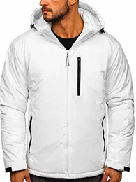 Herren Winterjacke Skijacke Snowboardjacke mit Reißverschluss und Kapuze Bündchen Outdoor Freizeit Mix J.STYLE HH011 Weiss M [4D4]