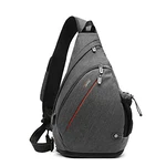 TUDEQU Crossbody Backpack Sling Chest Bag Hiking Casual Daypack with WET Pocket DUNKEL GRAU