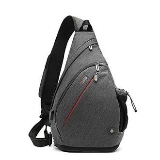 TUDEQU Crossbody Backpack Sling Chest Bag Hiking Casual Daypack with WET Pocket DUNKEL GRAU