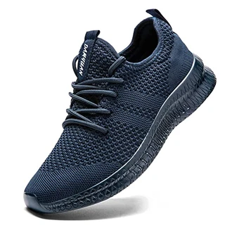 FUJEAK Herren Walkingschuhe Turnschuhe Fitnessstudio Sportschuhe Sneaker Running Tennis Schuhe Freizeit Straßenlaufschuhe Fashion Leichtgewichts Atmungsaktiv Schlüpfen Schuhe Blau