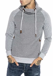 Redbridge Herren Pullover Sweatshirt Schalkragen hoher Kragen Royal Grau M