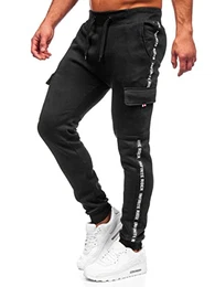 Herren Sporthose Joggers Printed Sporthose Jogginghose Trainingshose Fitnesshose Fußballhose Sweatpants Jogpants Sweatpants Slim Fit Motiv Street Style JX8715 Schwarz M [6F6]