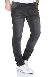 Jeans Herren Slim Fit Jeanshose Stretch Designer Hose Denim 502 (32-32, 505-4 Grau)