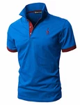 GHYUGR Poloshirt Herren Einfarbig Stickerei Kurzarm Polohemd Blau/Rot