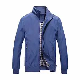 Herren Jacke mit Stehkragen Übergangsjacke Herbst Freizeit Sportjacke Bomberjacke #1601 Jeansblau M