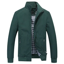 Allthemen Herren Jacke mit Stehkragen Übergangsjacke Herbst Freizeit Sportjacke Bomberjacke (#1601, #7533) Grün (1601)