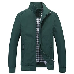 Herren Jacke mit Stehkragen Übergangsjacke Herbst Freizeit Sportjacke Bomberjacke #1601 Grün M