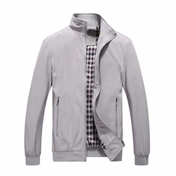 Allthemen Herren Jacke mit Stehkragen Übergangsjacke Herbst Freizeit Sportjacke Bomberjacke (#1601, #7533) Grau (1601)