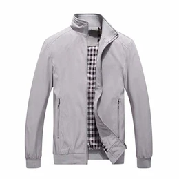 Allthemen Herren Jacke mit Stehkragen Übergangsjacke Herbst Freizeit Sportjacke Bomberjacke #1601 Grau M
