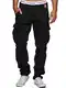 Indicode Herren William Cargohose aus Baumwolle m. 7 Taschen inkl. Gürtel   Lange Regular Fit Cargo Hose Baumwollhose Freizeithose Wanderhose Trekkinghose Outdoorhose für Männer Schwarz XL