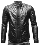 Crone Blackhawk Herren Biker Eco Lederjacke Vegane Bikerjacke Schwarz