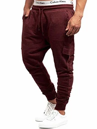 Herren Bendner Cargo Jogginghose Trainingshose Jogger Freizeithose für Männer Bordeaux Mix M
