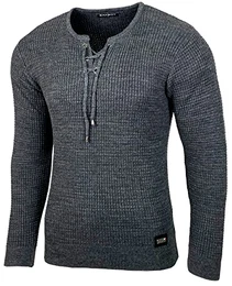 Herren Pullover Slim Fit Rundhals Strick-Pullover Rundkragen Moderner Longsleeve in Feinstrick BB-52132, Farbe:Anthrazit, Größe:M