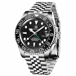 PAGRNE DESIGN Fashion GMT Automatik Herrenuhr schwarz