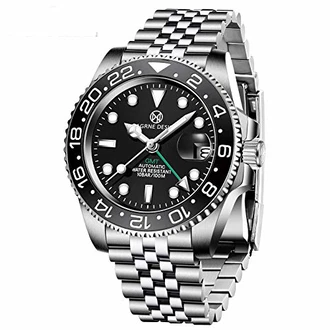PAGRNE DESIGN Fashion GMT Automatik Herrenuhr schwarz