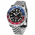 PAGRNE DESIGN Fashion GMT Automatik Herrenuhr Rot/Blau