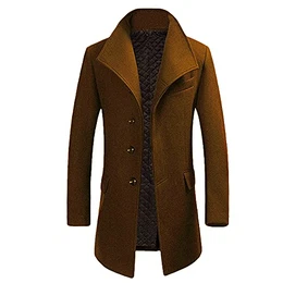 Wintermantel Mantel Herren Lang Slim Fit Herrenmantel Winter Schwarz Business Mantel Herren Wolle Wollmantel Braun M