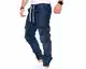 Styleko Herren Cargo Jeans Hose Herren Jeans Hose für Männer Jungen Regular Slim fit Denim Destroyed Jogger Freizeithose Casual Jeans Pants Jeans Herren Stretch  7 Taschen 8004 (Dark Blue, 32)
