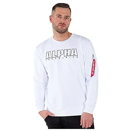 Herren Alpha Embroidery Sweater Sweatshirt, Blanco, M