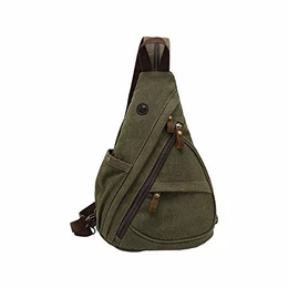 Herren Segeltuch Schultertasche Herrentasche Canvas BrusttascheCrossbody Bag für Arbeit Reise Alltagsleben Army Grün