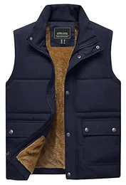 Fleece Weste Herren Winter Thermoweste Anglerweste Freizeit Steppjacke Outdoor Wanderweste Safari weste Warme Übergangsjacke Ärmellos Winterjacke Leichte Funktionsweste(M,Navy)