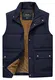 TACVASEN Fleece Weste Herren Winter Thermoweste Anglerweste Freizeit Steppjacke Outdoor Wanderweste Safari weste Warme Übergangsjacke Ärmellos Winterjacke Leichte Funktionsweste(M,Navy)