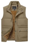 TACVASEN Herren Winter Fleece Weste Outdoor Anglerweste Khaki