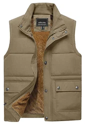 TACVASEN Herren Winter Fleece Weste Outdoor Anglerweste Khaki
