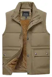 Outdoor Weste Herren Fleece Weste Gefüttert Winterjacke Thermo Übergangsjacke Herbst Leicht Weste Freizeit Warme Weste Outdoor Anglerweste Arbeit Veste(M, Khaki)