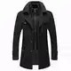 Männer Warmer Wollmantel, abnehmbare Doppelkragen Erbsen-Mäntel Casual Winter Business Slim Fit Jacke Plus Baumwollfutter Dicker Abzug im Freien Winddichte,Schwarz,L