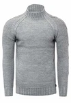R-Neal Herren Stehkragen Strick-Pullover Hoch-Kragen mit Zopfmuster (356) Grau (356)