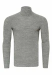 R-Neal Herren Fein-Strick Rollkragen Pullover (351) Grau