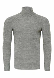 R-Neal Herren Fein-Strick Rollkragen Pullover (351) Grau