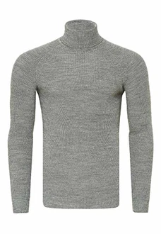 R-Neal Herren Fein-Strick Rollkragen Pullover (351) Grau